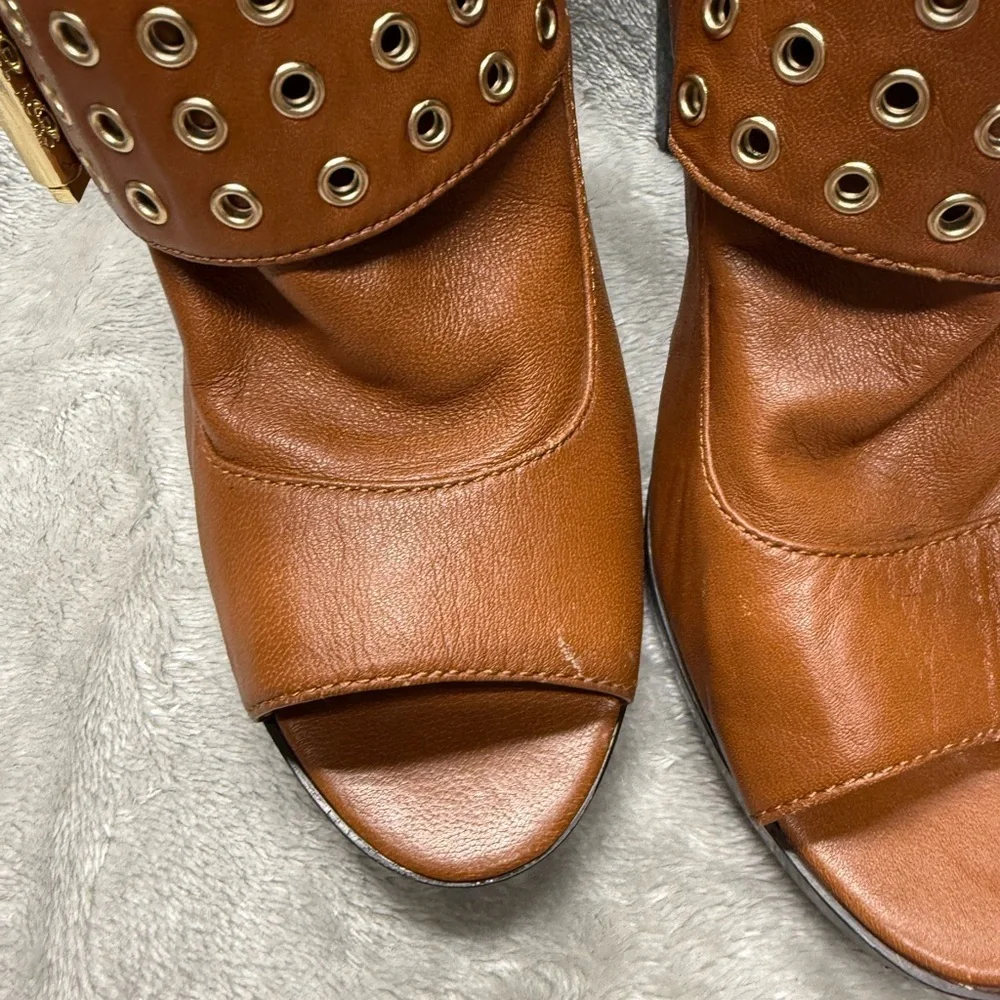 Michael Kors Tan Peep Toe Ankle Booties